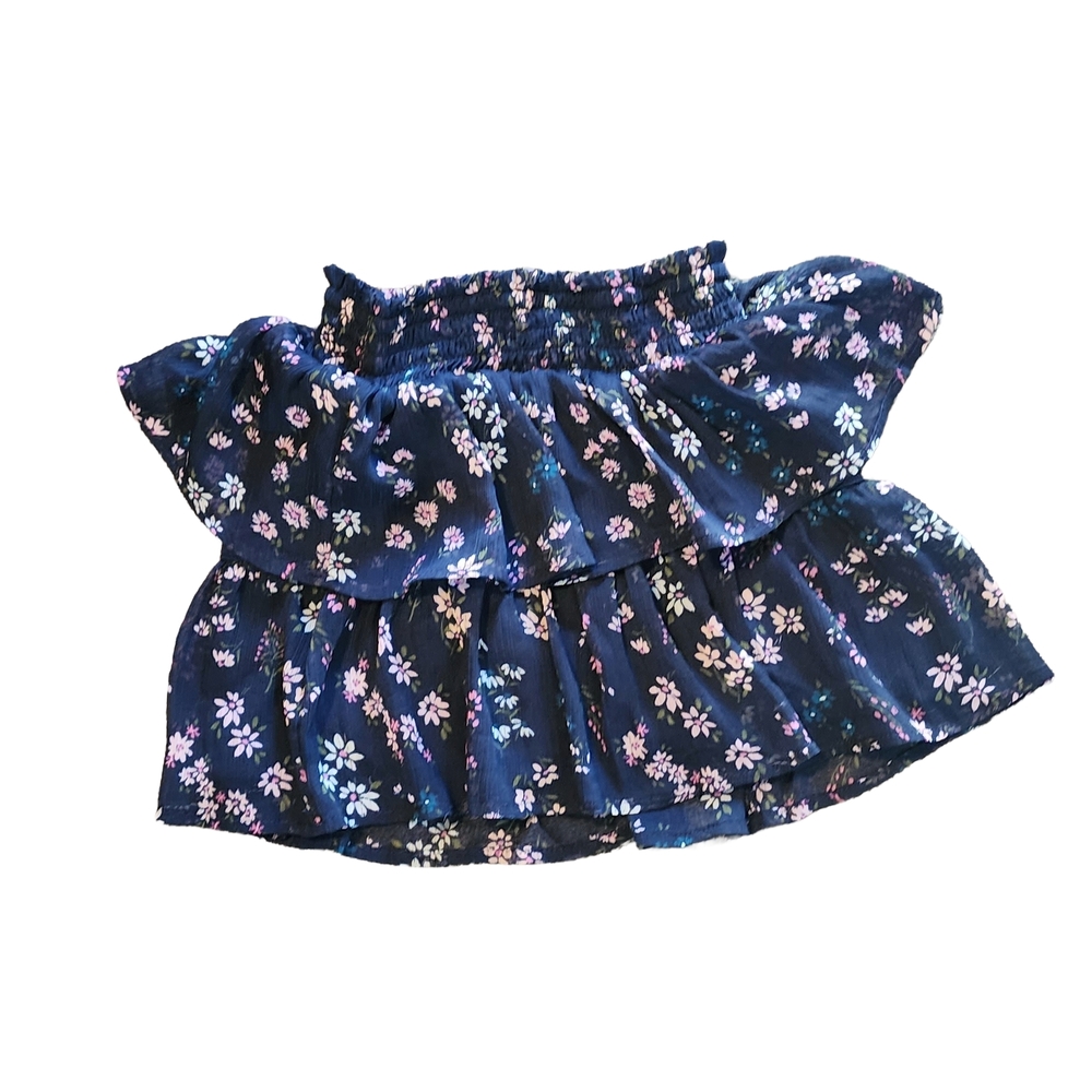 Sonoma Dark Blue Skirt with Floral Accents